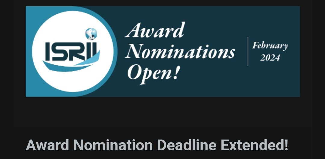 Award Nomination Deadline Extended!

If you would like to nominate a colleague for an ISRII award, there is still time! The deadline is now February 27, at 11:59 PM (ET).

Go to Isrii.org for all the details.