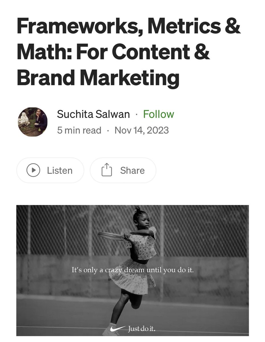 If you’re generally interested in marketing / positioning / gtm, you may enjoy reading this > suchitasalwan.medium.com/frameworks-met…