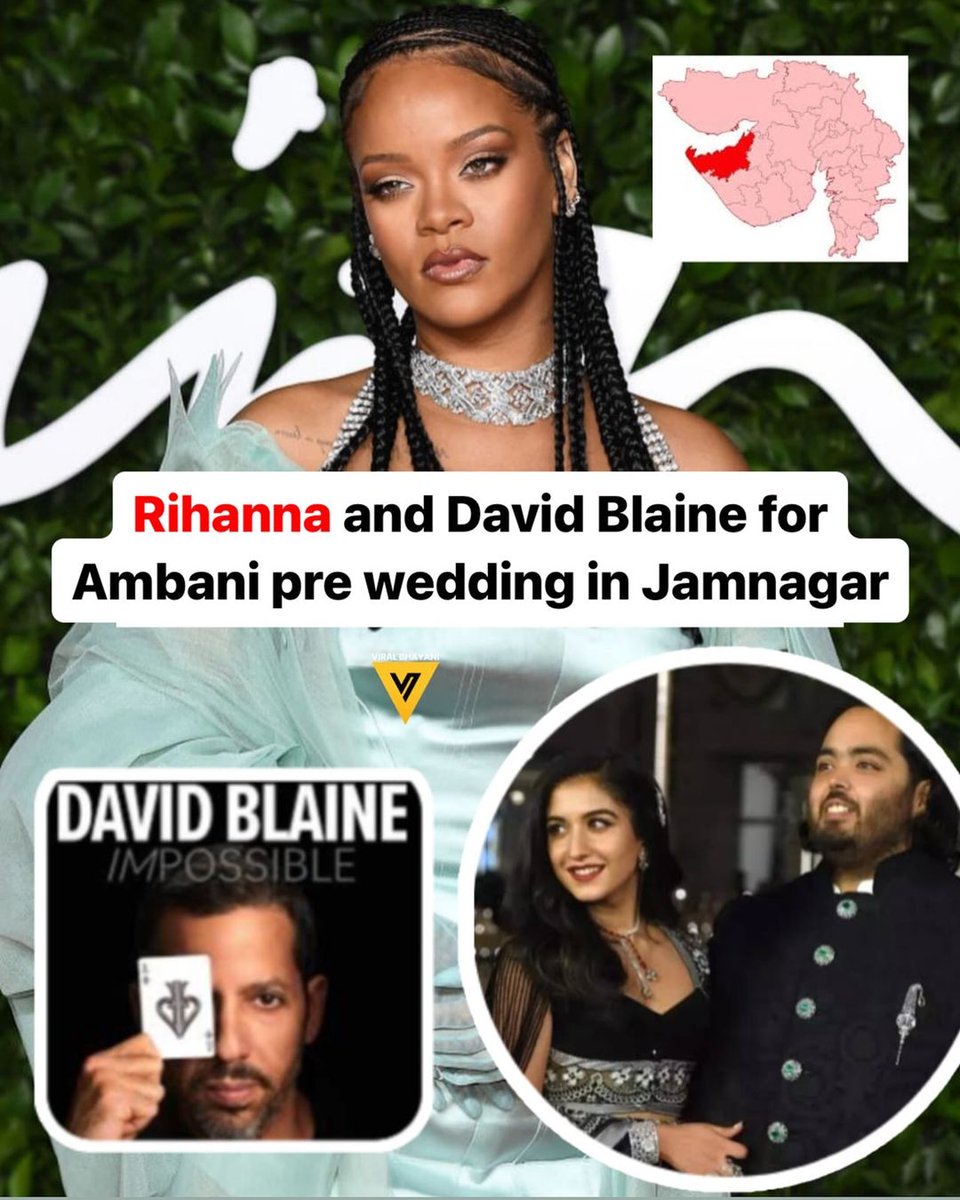 Imjyotii_'s tweet photo. Anant Ambani and Radhika Merchant's pre-wedding bash just got even more exciting with Rihanna, Arijit Singh, and David Blaine on board! 🎶✨ #CelebLineup https://t.co/PFKIRRXVBN