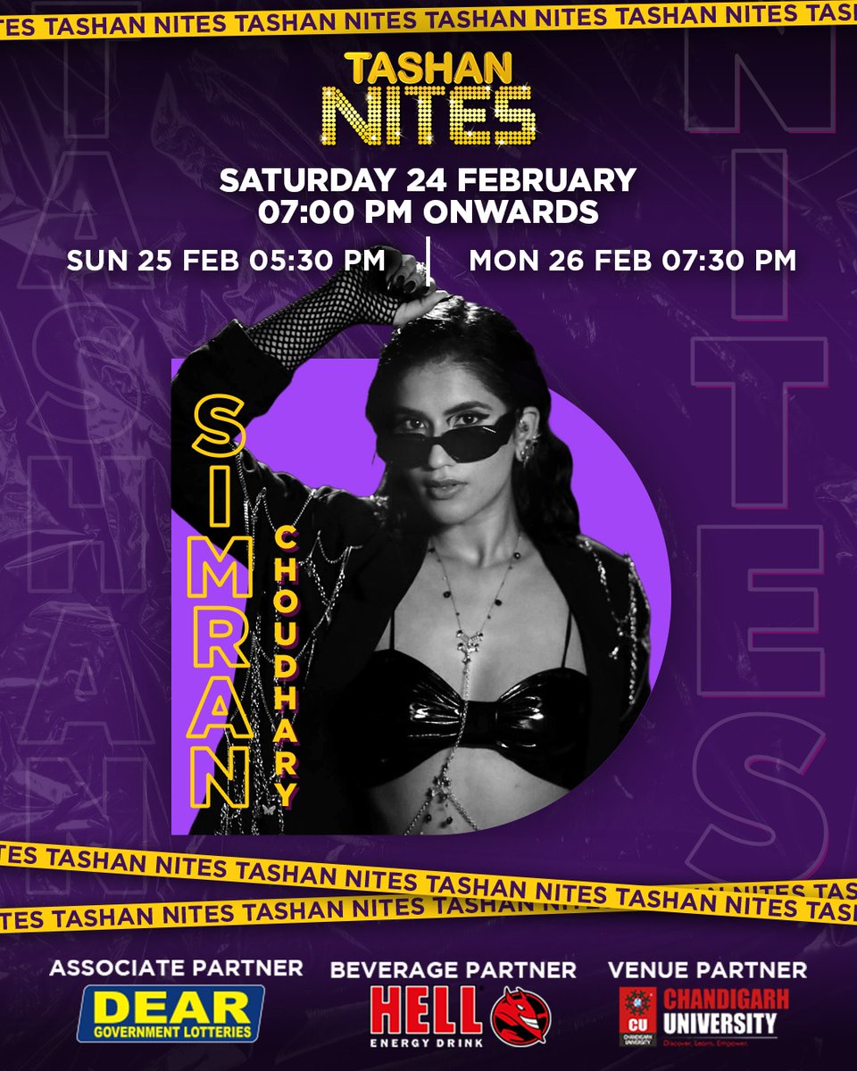 Are you all ready for Tashan Nites? See you all on 25th Feb at 5:30 PM and 26th of Feb at 7:30 PM 2024 onwards only at @9xtashanofficial #tashan 

And we’re back with Full Tashan  
With #SimranChoudhary 

#9xtashan #tashannites #music #events #live #singer #performance