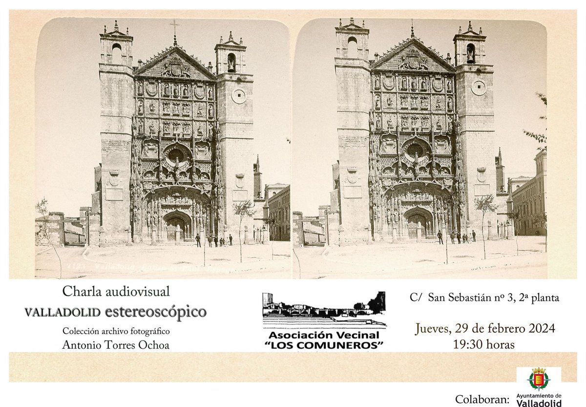 AAVVComuneros's tweet photo. Este próximo jueves 29, a las 19:30 en nuestra sede, hemos organizado una charla con el divulgador y experto en fotografía estereoscópica Antonio Torres Ochoa .
Antonio es ya un habitual de nuestras citas culturales.
#fotografia 
#Valladolid https://t.co/2gTSJRkdsP