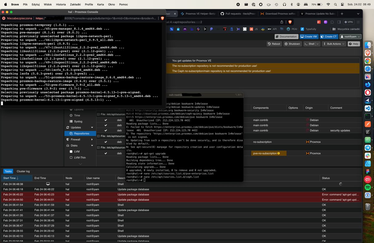 cZuLi's tweet image. Saturday morning is the perfect time for a #Proxmox update in my #homelab