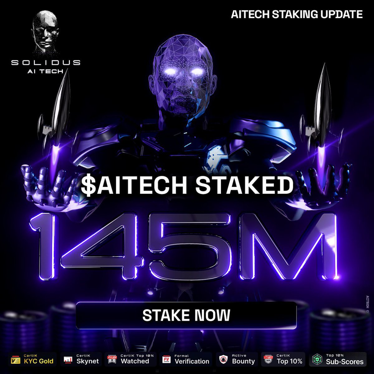 AITECHio's tweet photo. 🔥 145M + $AITECH Staked!

🎉 $AITECH celebrates a milestone, surpassing 145M+ $AITECH staked! A testament to our community’s belief in innovation and growth.

👨🏻‍💻 Stake Now 👉 https://t.co/GPDwGTE7oB https://t.co/dGsXY5vvp8