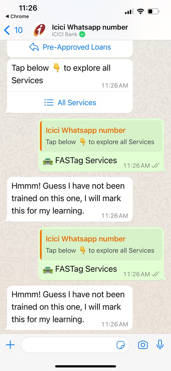 iSameerMalik's tweet photo. @ICICIBank_Care Your Fastag website says reachout to whatsapp and your whatsapp bot says I am not trained and my new fasttag you will disable if I dont upload my RC. aap hi batabdo kaise karna hai https://t.co/Tig28AB0mE