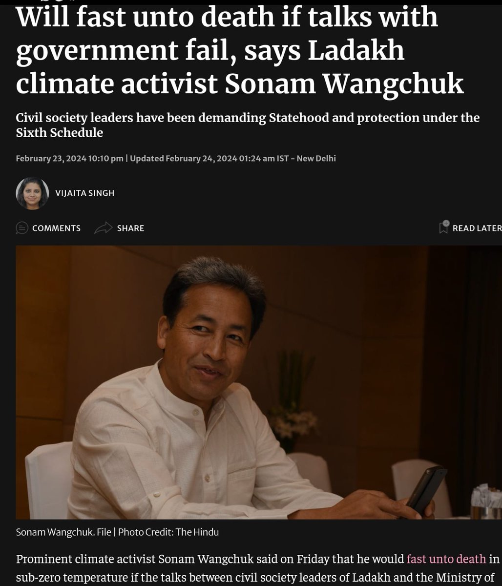 Wangchuk66's tweet image. HOPE FOR THE BEST PREPARE FOR THE WORST
Please pray for the success of the &apos;Talks&apos; between Govt and indigenous tribal leaders of #Ladakh today in New Delhi.

#SaveLadakh #SaveHimalayas #SaveGlaciers #6thSchedule

Read full article here:   surl.li/qvwrq