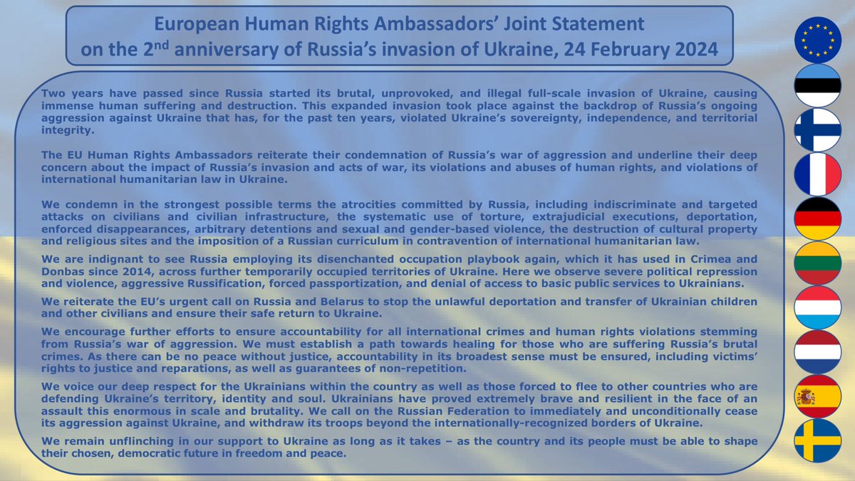 We, European Human Rights Ambassadors, #StandWithUkraine @DutchMFA #humanrights