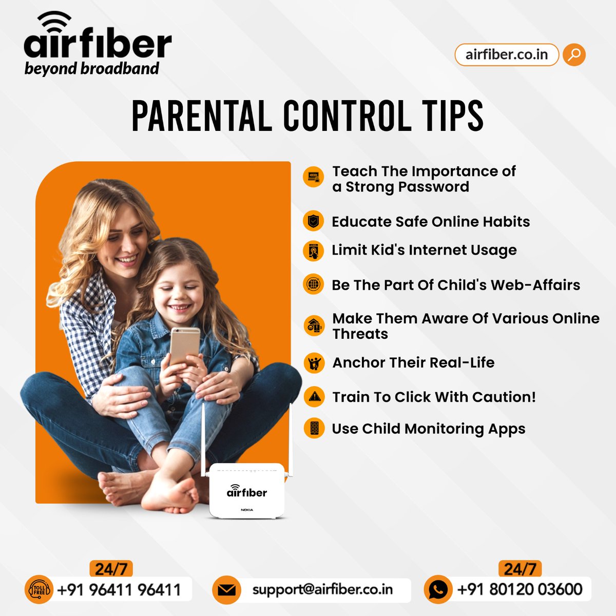 Shield your kids online with parental controls....!!!

Airfiber Broadband in Hosur !!
#Hosur | #InternetService | #FastInternetSpeed | #Airfiber | #smartservice | #Offer | #NewLaunch | #24HoursSupport |  #password | #secure | #Tips | #PlanSpeed |#shield | #799plan | #INTERNET |