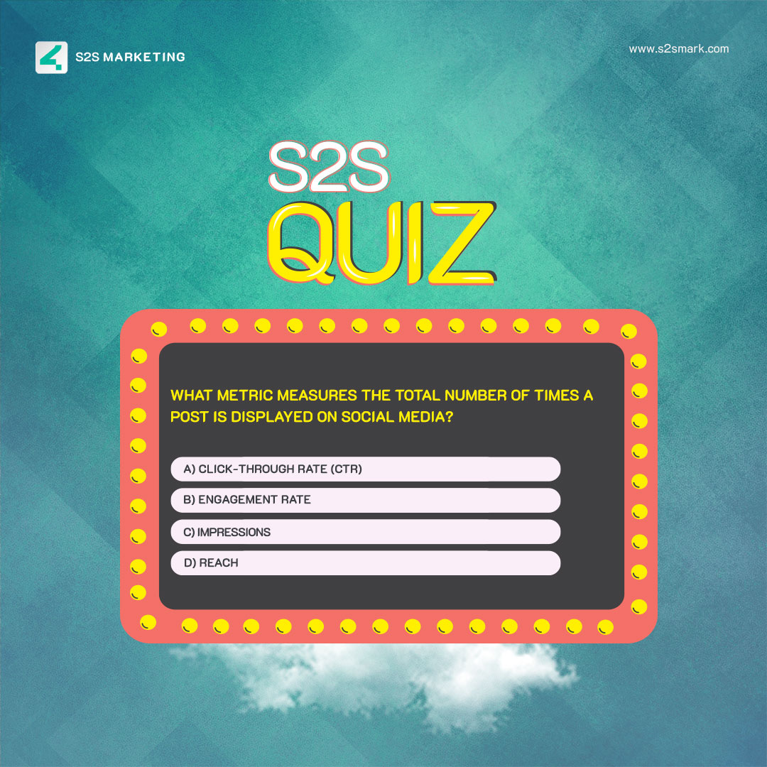 s2smarketingpk's tweet image. Test your social media savvy! 🚀 Take our quiz now and see how you stack up against the pros.

#S2SMarketing #quiz #AnswerChallenge #QuizTime #socialmedia #CTR #EngagementRates #impression #reach #seatosky