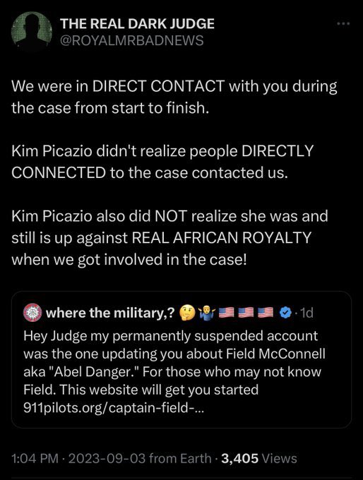 PaulaCBlades17's tweet photo. 💯…  This is where my digging into this #RoyalMrDarkMap POS began:

@ROYALMRBADNEWS lied about being a significant party to FieldMcConnell’s Florida Court Matters. 

The only parties involved with and Privy to #FieldMcConnell’s case & early release from probation etc. was @fieldmcc71, @Kim_Picazio, Howard Sohn (Fields Attorney) & myself. #FACT

@ROYALMRBADNEWS is just another #PathologicalLiar🤥

I can’t stand liars🤥 & I hate Pedos. 

https://t.co/UEgWWyxxSt