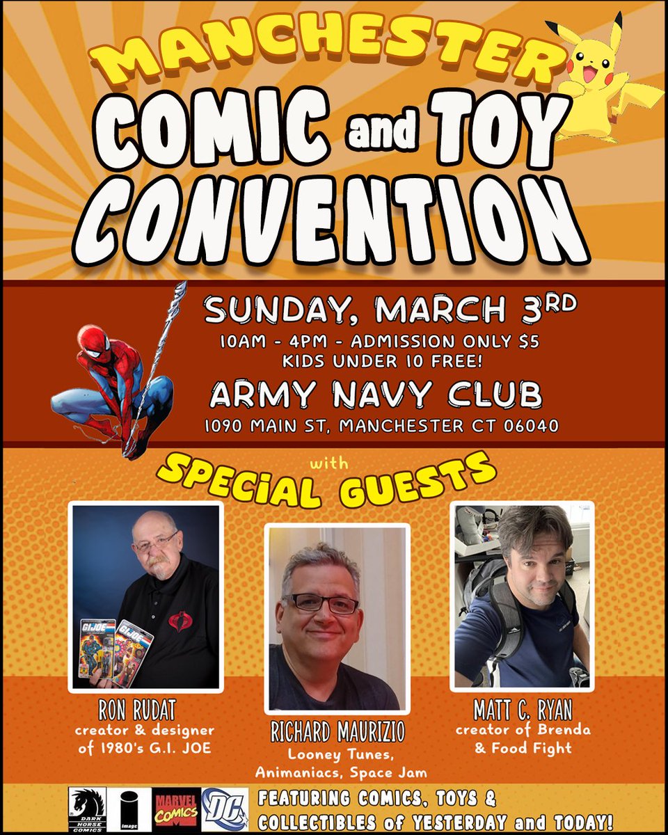 mctcon's tweet photo. The Manchester Comic &amp; Toy Convention aka MCTCON returns March 3rd, 2024 with Special Guests Ron Rudat, Richard Maurizio and Matt C Ryan! https://t.co/YXmfOTIDvs