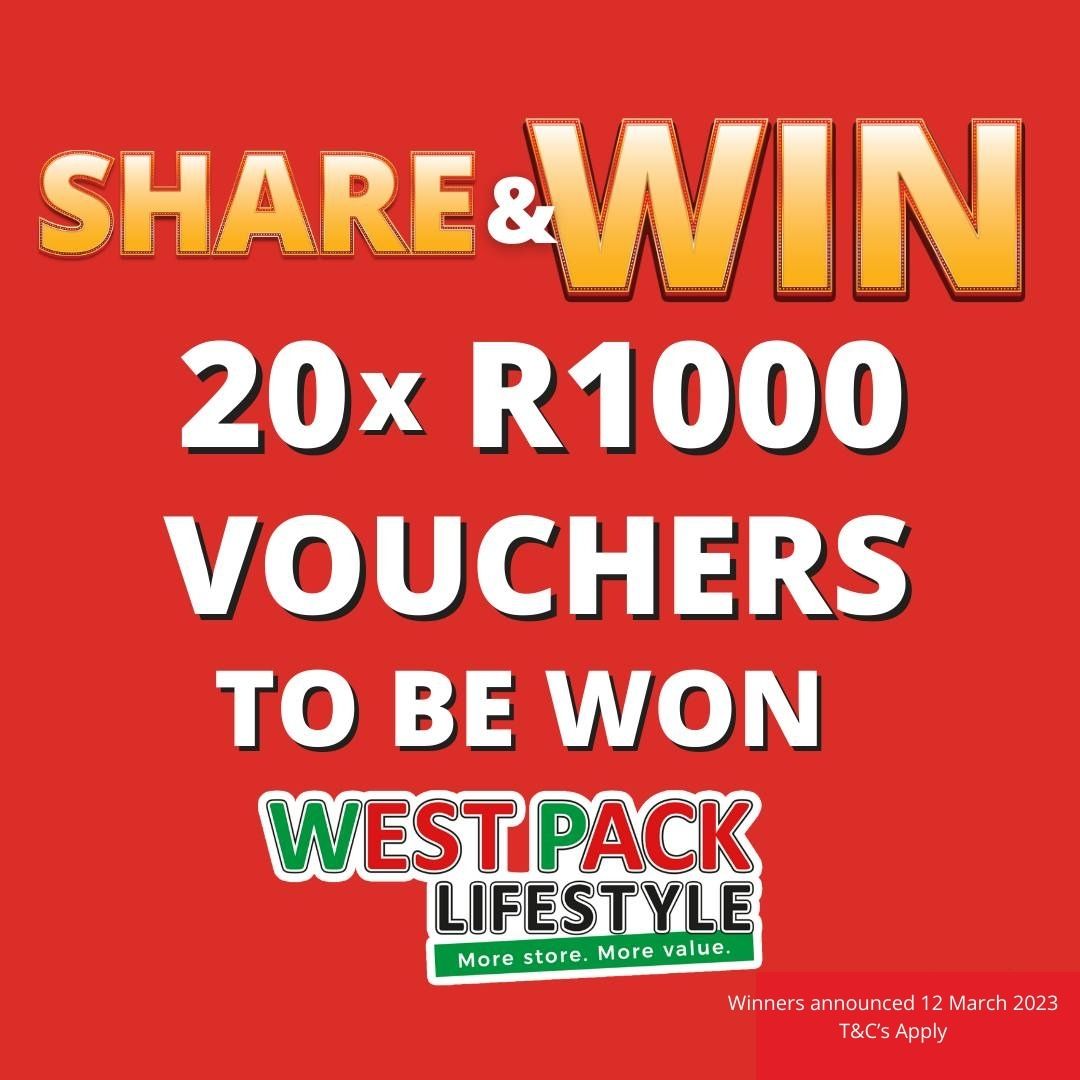 westpackstores's tweet image. DOUBLE DEALS at #WestPackLifestyle westpacklifestyle.co.za

❤️💚 Share and win for a chance to win 1 of 20x R1,000.00 Vouchers. Winners announced 12 March 2024. T&amp;amp;C's Apply.