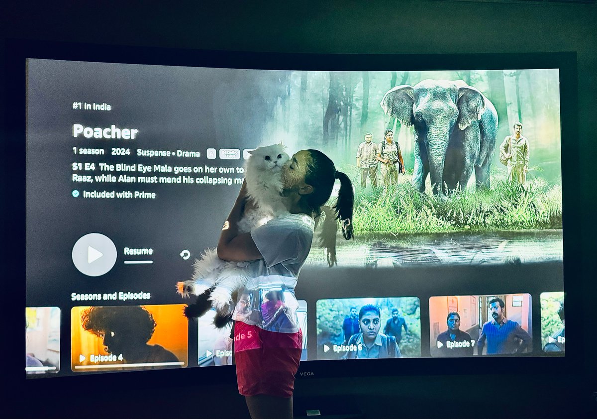 & just within a day of its release, Poacher is #1 in India! 🐘🖤 So thrilled and excited for the love it’s receiving! To everyone who hasn't yet, watch now on @PrimeVideoIN. #RichieMehta @NimishaSajayan @roshanmathew22 @debu_dibyendu @_QCEnt @EternalSunProd @RayMansfield