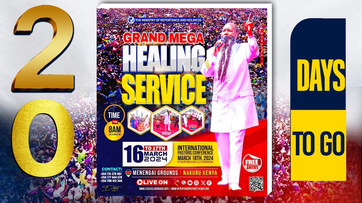 DelphineEvelyn1's tweet photo. Blesssed People, 

The Ministry Of Repentance And Holiness  Welcome You To #NakuruMenengai6, Healing Service On 16th To 17th Of March, Followed By A Powerful Conference   On 18th.

All Are Invited, Kindly Cinfirm Your Attendance 

Entry Is 🆓🆓🆓🆓🆓 https://t.co/nbCZUY7sSe