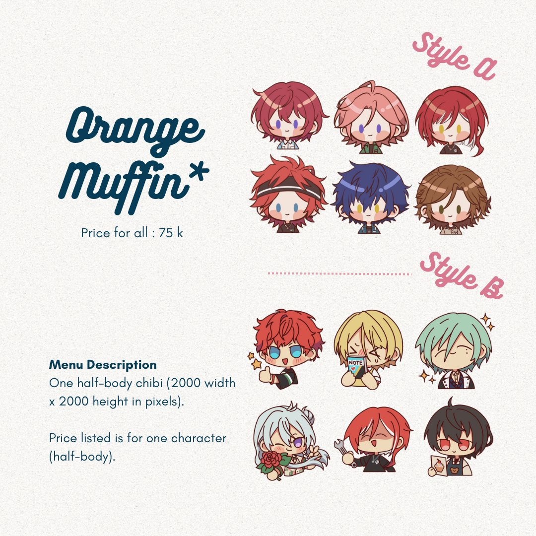 Hello! I'm opening local (ID) comm/s for February with limited item list available 🎀 Please check on below images for details! (1/2)
-) Valid only until Feb 27th, 2024
-) First come, first serve basis
-) Because it's a fast delivery, there will be no revision‼️
#opencommission