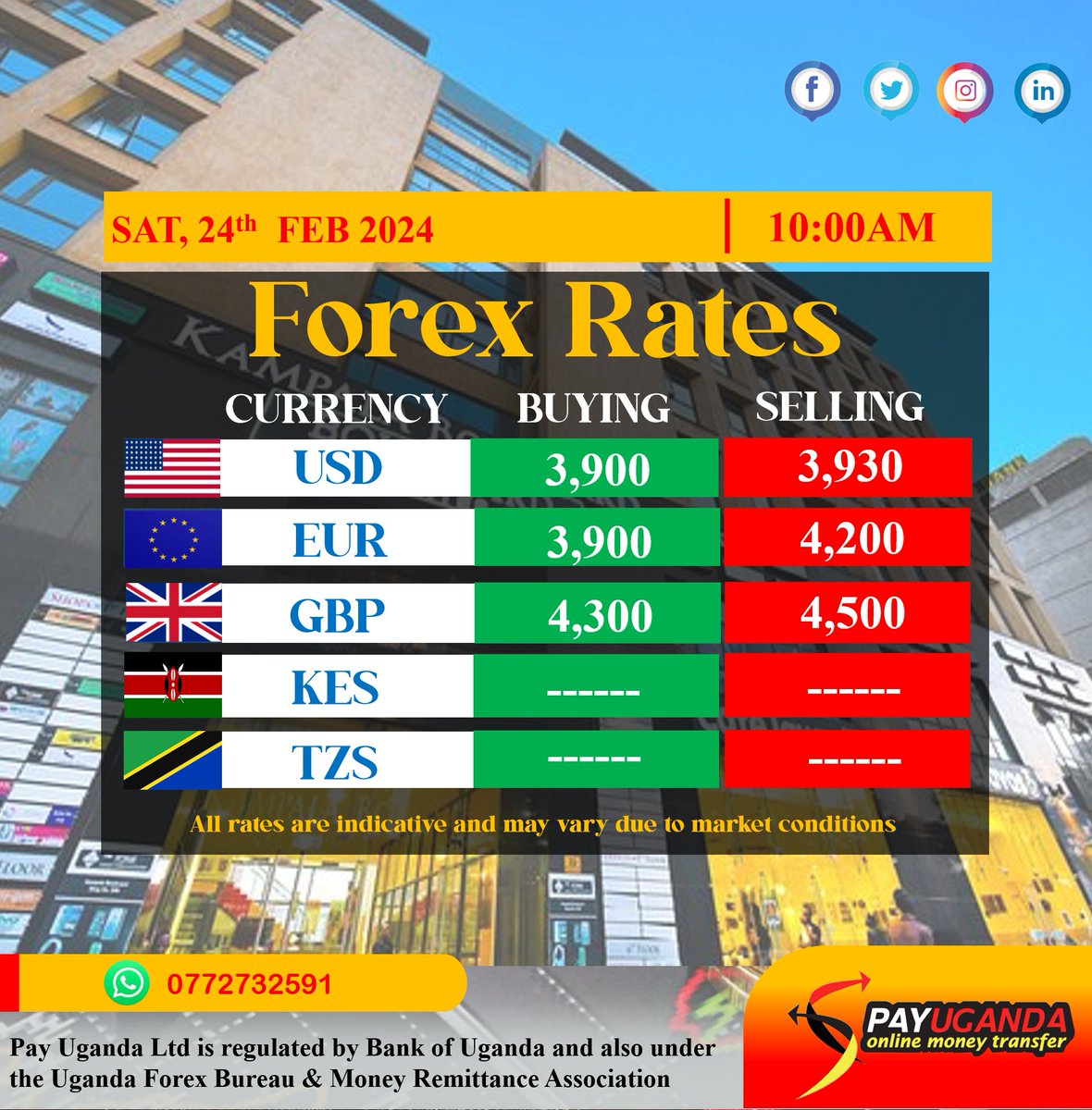 pay_uganda's tweet photo. We have the best rates today #payugandaltd https://t.co/SGZ7ccTNfq