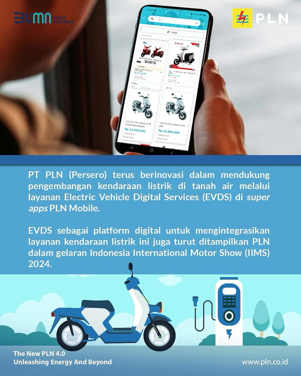 SahabatPLNJkt's tweet photo. Electrizen, pada Indonesia International Motor Show (IIMS) 2024 PLN tampilkan EVDS, sebuah fitur digital di super apps PLN Mobile yang mengintegrasikan layanan kendaraan listrik di Indonesia.
#EVDS #ElectricVehicleDigitalServices #PLNMobile #SemuaMakinMudah #IIMS https://t.co/eWqJwsiw1t