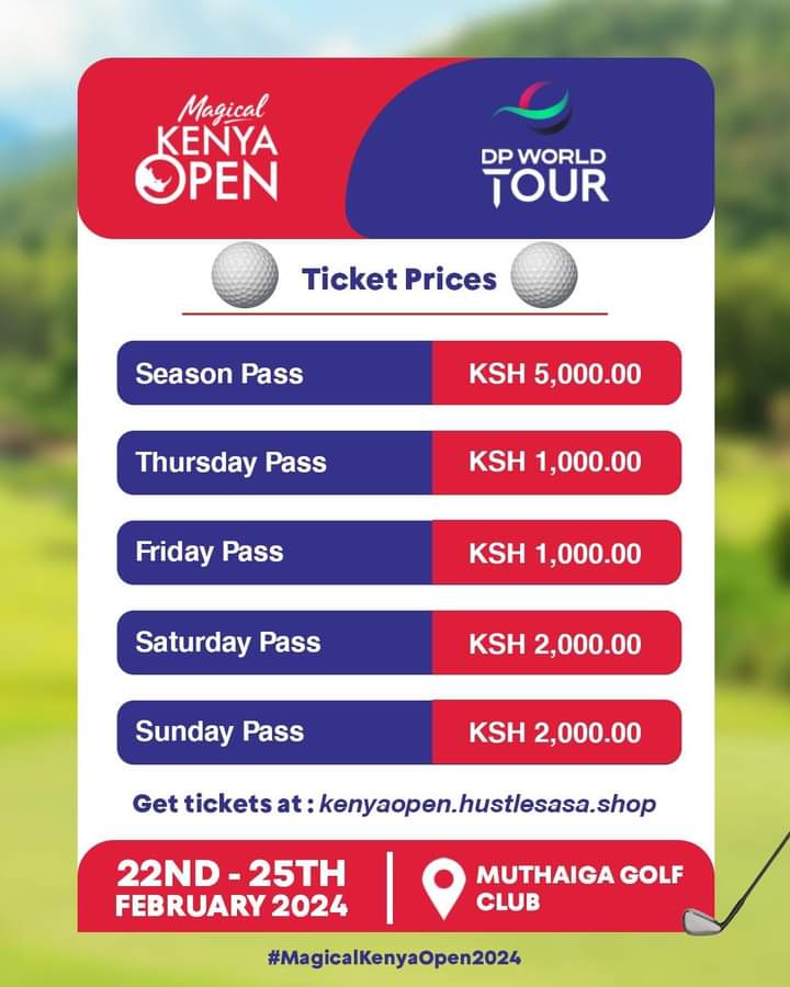 Check out the ticket prices for #MKO2024! Get yours today at kenyaopen.hustlesasa.shop!🎟️⛳️

 #K24TVSports #Golf #JohnnieWalker #MagicalKenyaOpen #keepwalking Kenya Open Golf Johnnie Walker Kenya