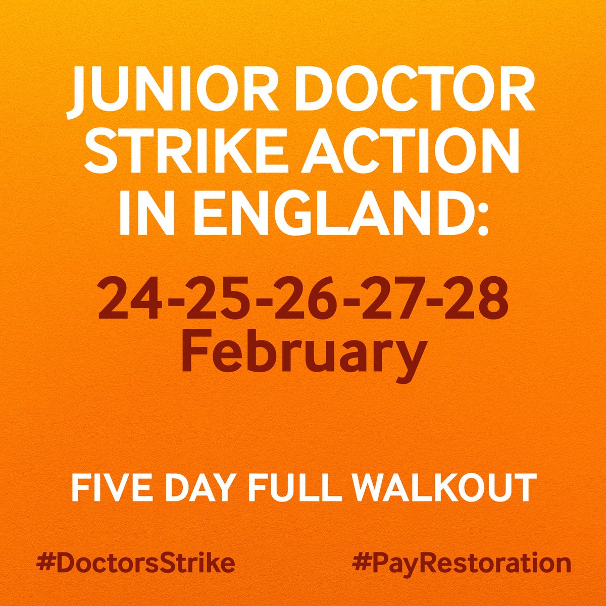 From 7am, we strike again. The Government had the option to avert this strike. We offered to cancel if they extended our mandate and they declined. We're still willing to cancel at any point if they come back with a credible offer on the table. #DoctorsStrike #PayRestoration