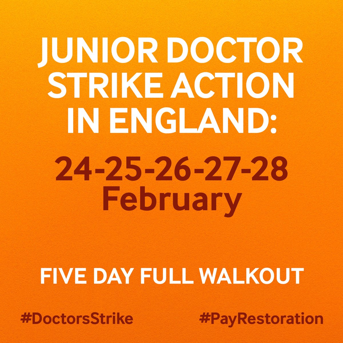 From 7am, we strike again.

The Government had the option to avert this strike. We offered to cancel if they extended our mandate and they declined. We're still willing to cancel at any point if they come back with a credible offer on the table.

#DoctorsStrike #PayRestoration
