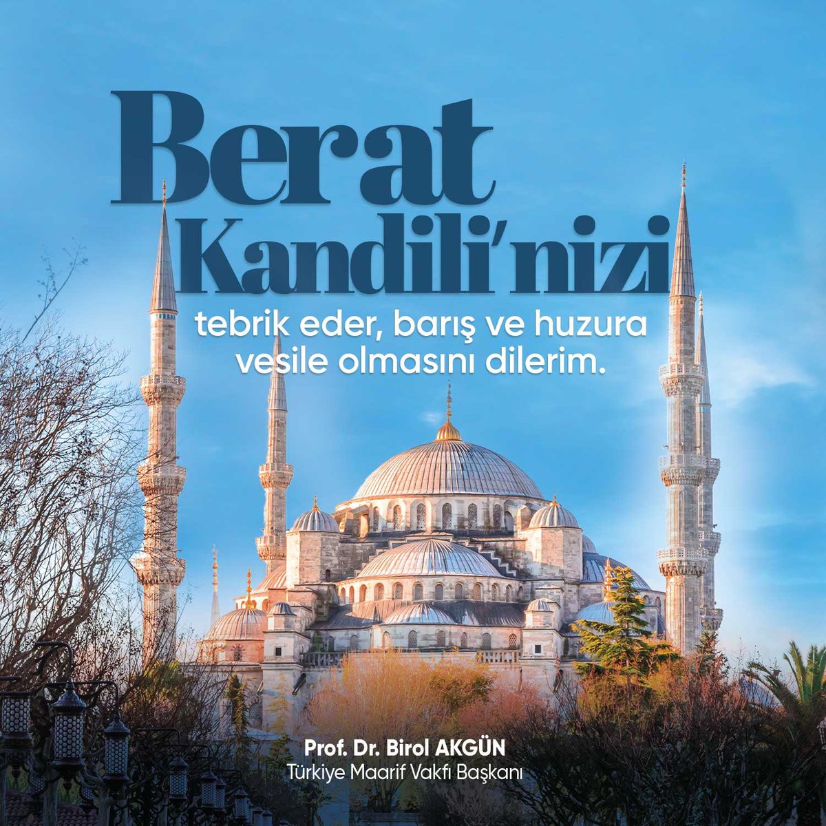 Bu gece Ramazan ayının habercisi olan mübarek #BeratGecesi. Bu feyizli gecenin Ülkemiz, İslam âlemi ve tüm insanlık için barış, huzur ve esenliğe vesile olmasını dilerim.