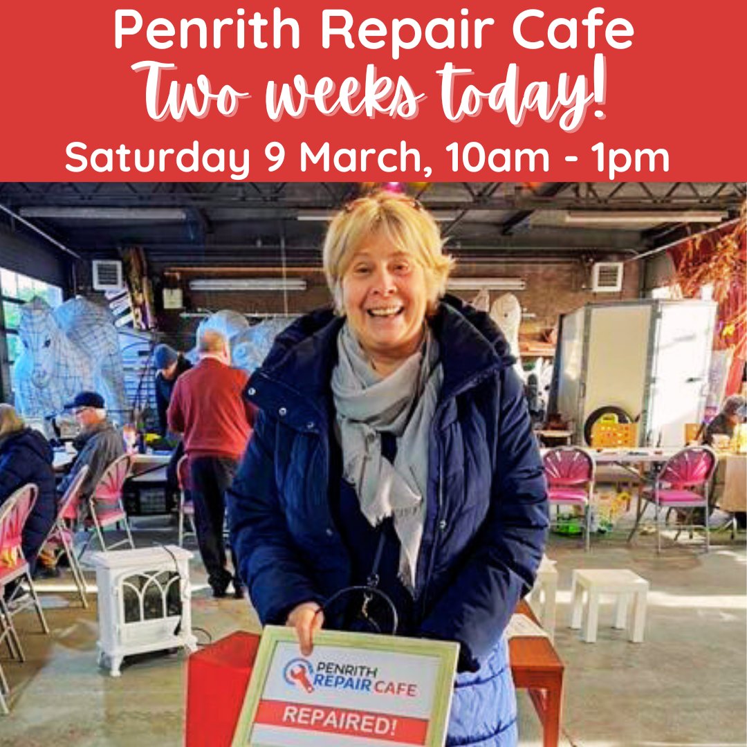 In exactly two weeks time, our fabulous volunteer repairers will be arriving for March's repair cafe. Bring your broken household items to be fixed - keeping them in use, and out of landfill!

See more details penrithact.org.uk/penrith-repair…

#RepairCafe #RepairShop #Penrith #Cumbria