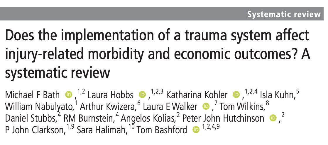 MikeFBath's tweet photo. Do morbidity rates and economic outcomes improve once a #TraumaSystem has been implemented? 🤔 It seems its not quite as simple as that...

Our latest systematic review in @EmergencyMedBMJ, explores this further 🧵 

https://t.co/I1z9HPqJEk

@ihsgcam @Cambridge_Uni @global_neuro https://t.co/6IvmbZRiTq