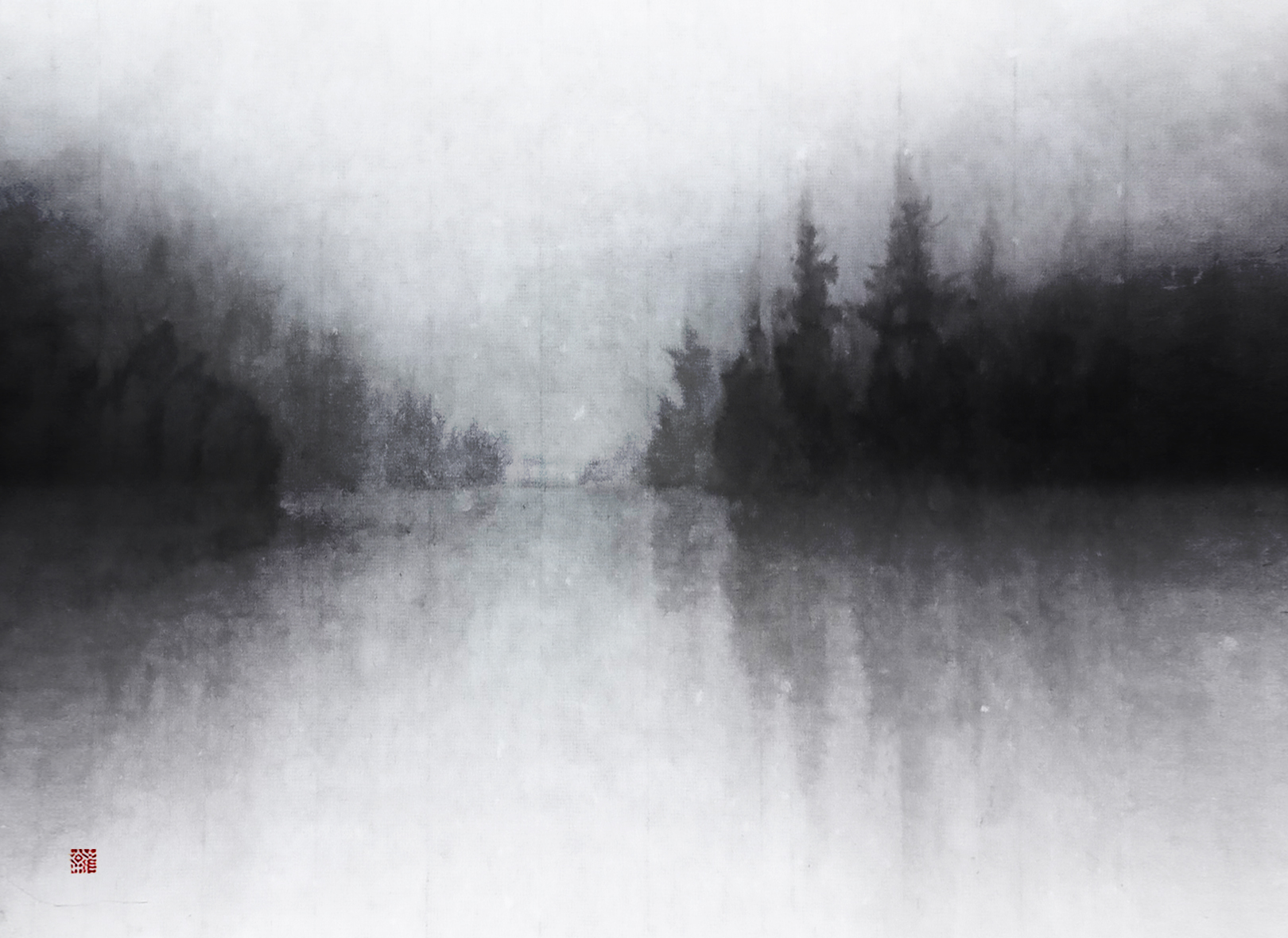 冬の風景 水墨画 木製フレーム 冬の風景 水墨画 木製フレーム s-2023011009264743678.jpg