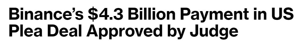 .<a href="/binance/">Binance</a> will pay $4.3 billion after a judge approved a plea deal.

bloomberg.com/news/articles/…