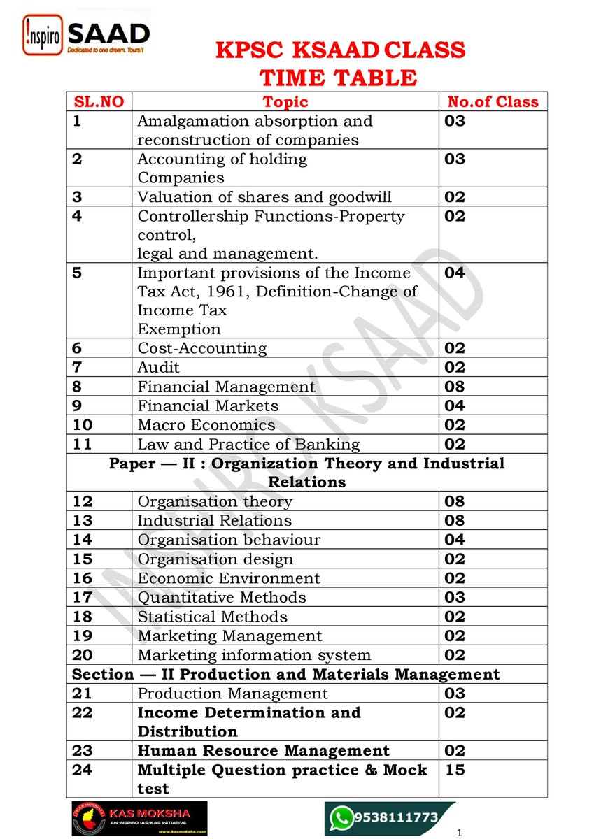 InspiroIASKAS's tweet image. #KSAAD #KPSC #classschedule #managementclass
#accountancyclass
#commerceclass