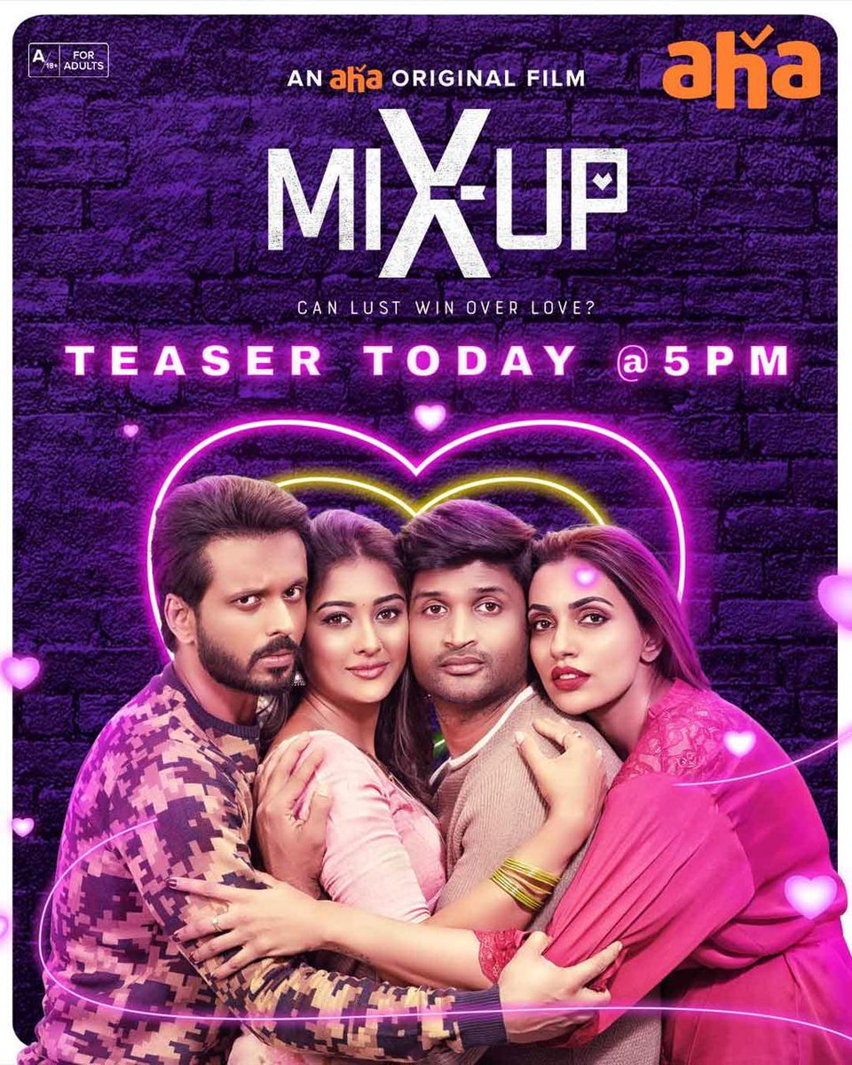 Can lust win over love? Things are about to get mixed up! 🌀 #MixUp Teaser drops today at 5pm! Don't miss it! ⏰🔥 @ahavideoIN #MixUp #AksharaGowda @AadarshBKrishna @kamalkamaraju @IamPoojaJhaveri
