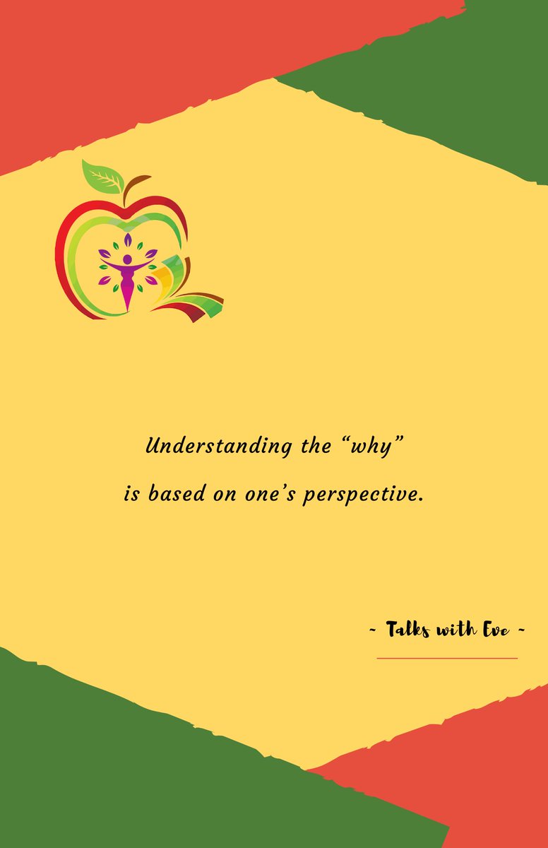 We each have our #uniqueperspective so you’re not able to #understand another person’s “why”. The other person may not understand their “why” either #itsokay for you to #accept that #knowing doesn’t always come with #understandingthewhy #sagesaturday #talkssee #talkswitheve