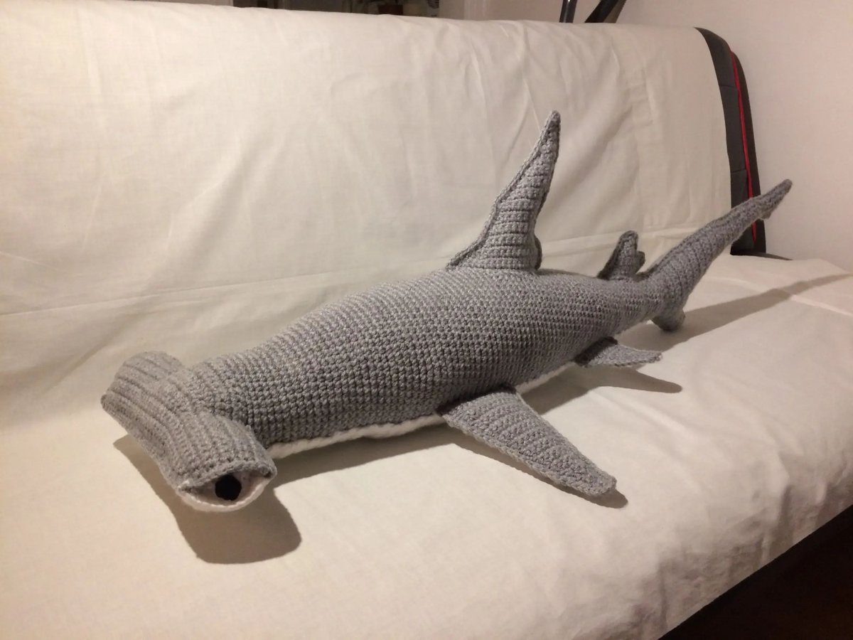 anthonybrighton's tweet photo. Hammerhead Shark - 40" long - 13" high - https://t.co/52Jmd8vZNY #shark #hammerhead #hammerheadshark #crochet #amigurumi #etsy #handmade #giftideas #ATEtsyRT #etsyretwt #anthonybrighton #CrochetedShark #HammerheadArt #SharkCraft #HandmadeShark #CrochetCreatures https://t.co/rKKFK1DvQi
