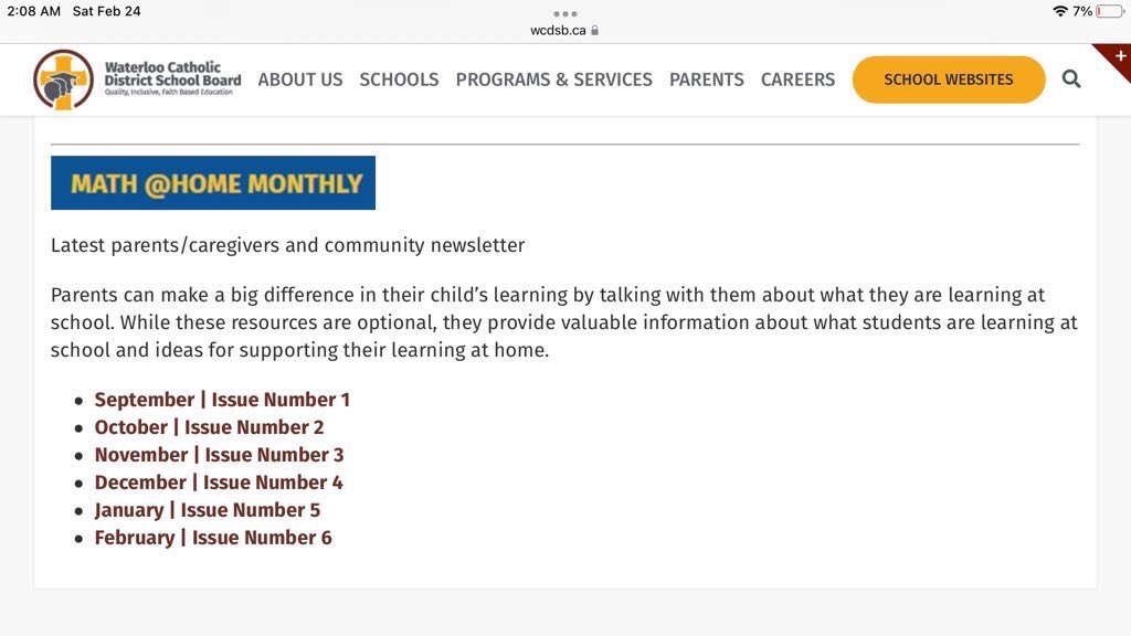 DucPetra's tweet image. wcdsb.ca/programs-and-s… ✅check out @WaterlooCDSB ‘s Math Achievement Action Plan and Resources to Support Learning at home including Math @ Home Monthly newsletters, a new one each month! 🗓🗞@WCDSBLearns #wcdsbmath