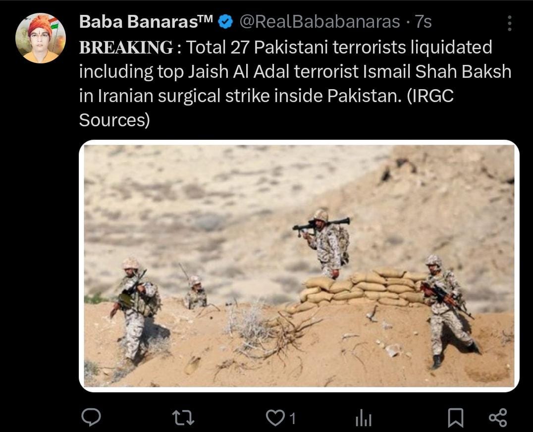 🚨 Disinformation Alert ⚠️

Cross fire occurred between smugglers on Pak-Iran border, in which a person got killed.

A few Indians and Iran-backed social Media handles are falsely claiming the killing of so-called Jaish al-Adl commander, Haji Ismail Shah Baksh, which is in fact