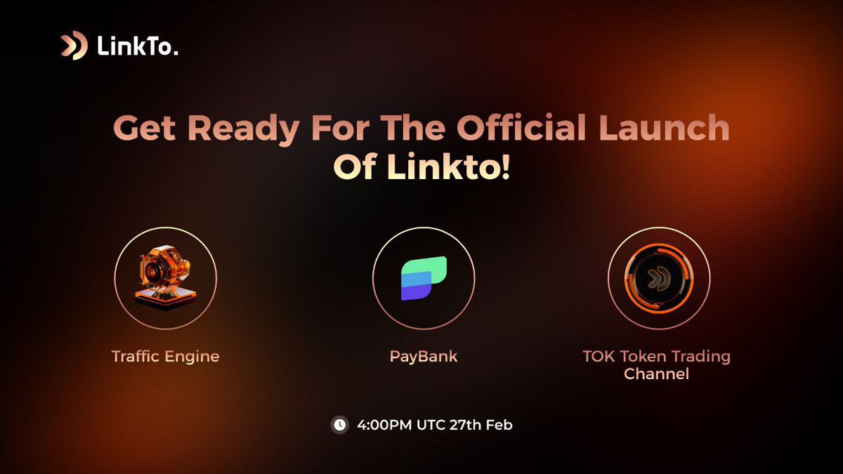 Crypto_Danish_'s tweet image. 🌟 Get ready for the official launch of #Linkto!  With Traffic Engine+PayBank Exchange Feature+TOK Token Trading Channel, we'll soon unveil these exciting features to you. Don't miss it!
