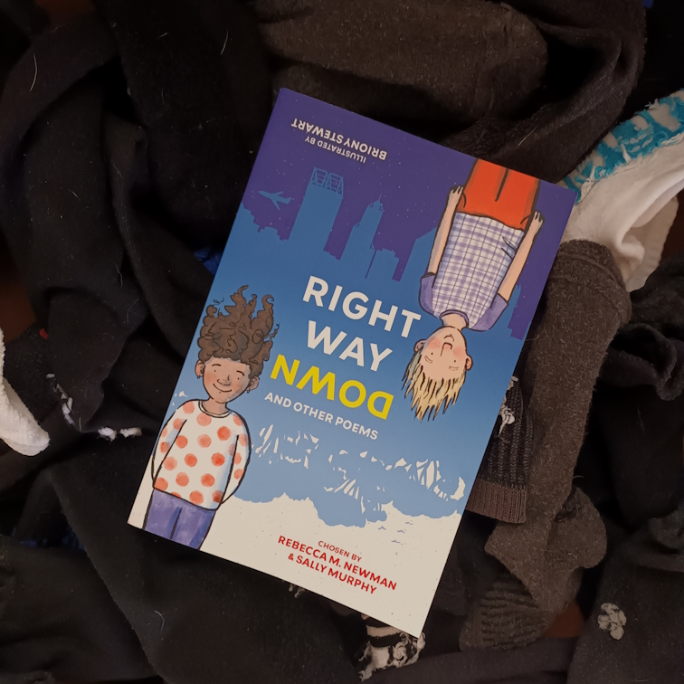 What's this? A gift!
A way to find
Your way inside
A poet's mind!

So excited for this new collection of poems created especially for kids. RIGHT WAY DOWN has poems of every sort, rhyming and non-rhyming and thoughtful and stinky.

#poetryforchildren #kidlit #playwithwords
