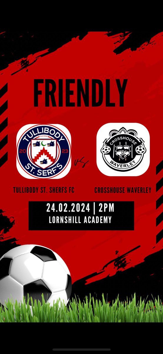Crosshouse Waverley (@crosshousewavaf) on Twitter photo TODAY
we are on the road today as we travel to Alloa to face Tullibody St Serfs in a mid season friendly where we will be utilising the full squad.
β½οΈ <a href="/TullibodyStSFC/">Tullibody St. Serf's FC</a>
π Lornshill Academy, Alloa.
π 14:00 kick off
π Mid season friendly
π΄β«οΈ TODAY
we are on the road today as we travel to Alloa to face Tullibody St Serfs in a mid season friendly where we will be utilising the full squad.
β½οΈ <a href="/TullibodyStSFC/">Tullibody St. Serf's FC</a>
π Lornshill Academy, Alloa.
π 14:00 kick off
π Mid season friendly
π΄β«οΈ