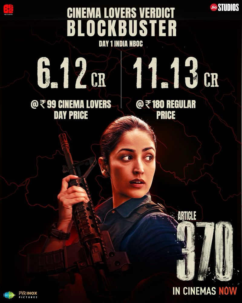 yamigautam's tweet photo. Ek desh, ek samvidhaan ki taaqat can be witnessed at the box office!

#Article370 Now In Cinemas! 

Book your tickets now! 
🔗 - https://t.co/Ot4GMqzsuK

#PriyaMani @vaibbhavt @arungovil12 #KiranKarmarkar @TheRajArjun @Skand2021 @koulashwini2 #IrawatiMayadev #AshwaniKumar #DivyaSeth @sumitkaul10 @AdityaSJambhale #JyotiDeshpande @AdityaDharFilms @LokeshDharB62 @jiostudios @B62Studios @saregamaglobal @PicturesPVR @monalthaakar @Arjwriter @aarshasauras @PuneetWaddan @shashwatology #ShivkumarPanicker #SiddharthVasani @CastingChhabra #YantraDesign @veerakapur7