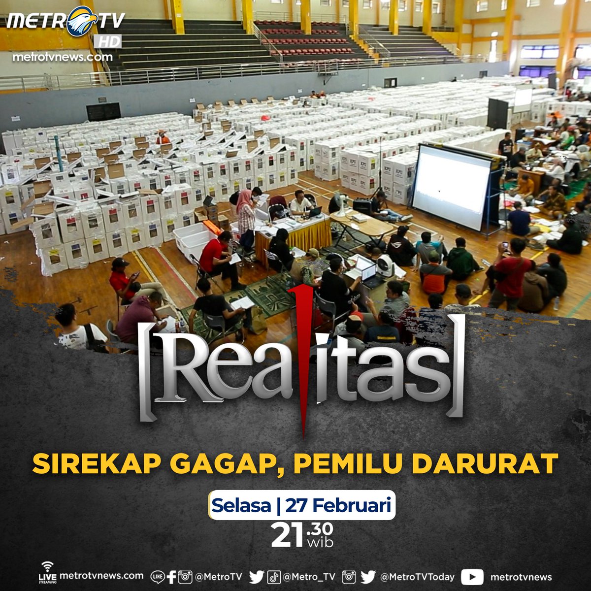 Hampir dua pekan pemilu digelar, Sirekap masih juga gagap. Tampilan data berubah-ubah, formulir hasil hitung suara tak bisa diakses. Legitimasi pemilu terus dipertanyakan.

Saksikan #RealitasMetroTV “Sirekap Gagap, Pemilu Darurat" Selasa, 27 Februari 2024 pukul 21.30 WIB di