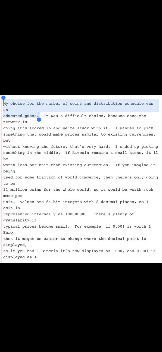pick_cameron's tweet image. It’s amazing that Satoshi envisioned changing the decimal place for #bitcoin 15 years ago. I still think psychologically more retail investors will like being able to purchase multiple mBTC than having to buy a small fraction of a bitcoin.