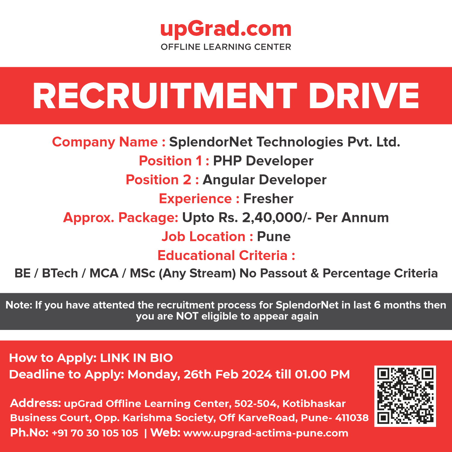 upGrad Learning Center - Pune on X: &ldquo;Recruitment Drive 