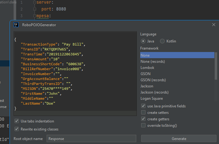 Dalton254_ke's tweet photo. When implementing springBoot APIs you'll get to deal with various POJO's , and that is when such plugins come in handy to generate the classes and you can also use lombok library by just adding @Data  annotation to generate your getters and setters #darajaAPI #springBoot #coding https://t.co/f08HokaGLH