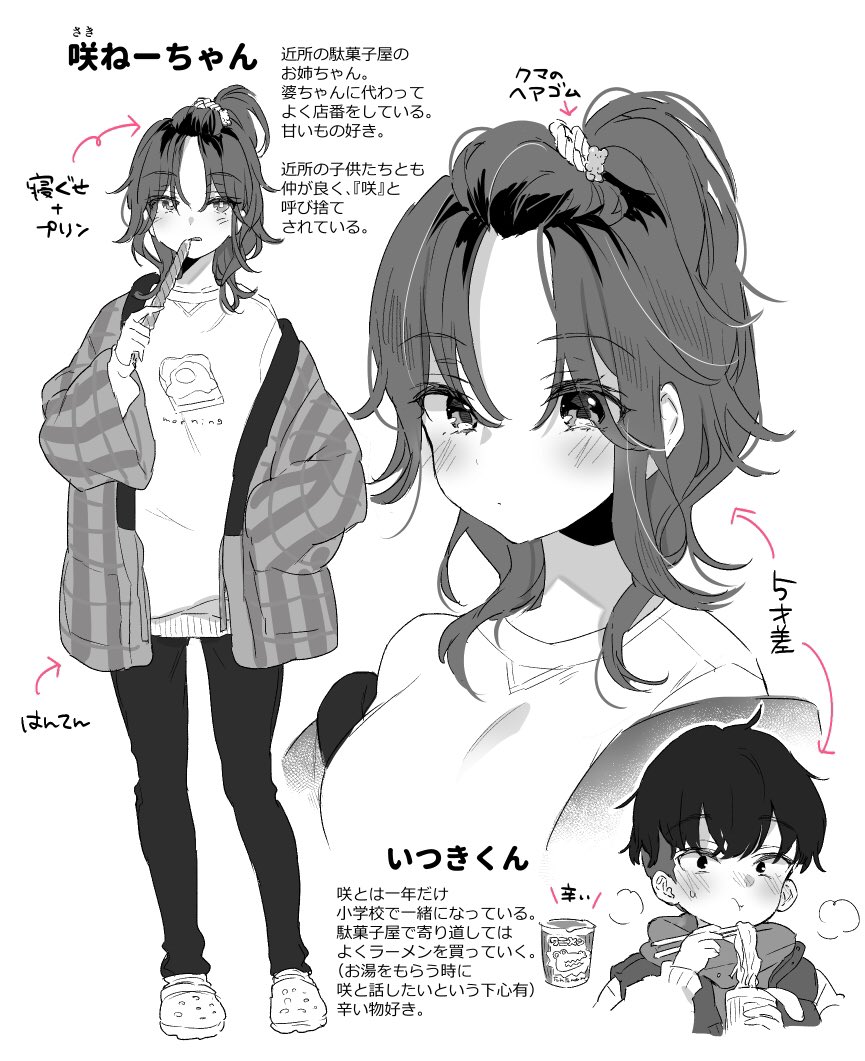 今描いてる漫画のキャラ案。歳の近い近所のねーちゃん描いてます

設定思いっきり冬ですが掲載は春です… 