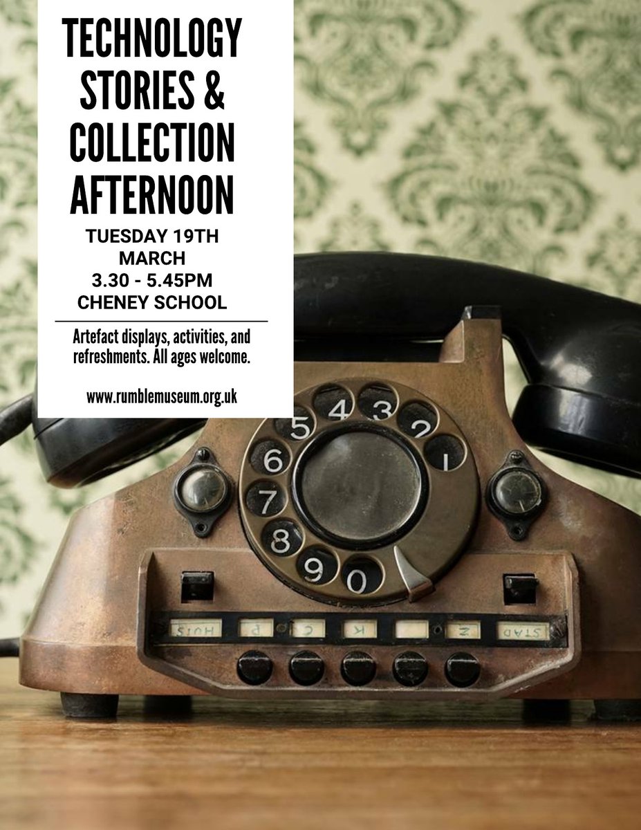RumbleMuseum's tweet photo. We're holding a Technology through Time Story and Artefact Collection Afternoon on Tuesday 19th March! There will be activity stalls, artefact displays, and refreshments. All ages welcome, and you don't  need to share a story or bring an object to attend! https://t.co/Izn7RS48Br https://t.co/zeRbN1gx1f