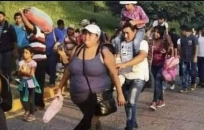 WallStreetMav's tweet photo. No way in heck can you convince me the lady in the purple walked all the way from Guatemala ...

Someone is transporting them. https://t.co/DCssELHitm