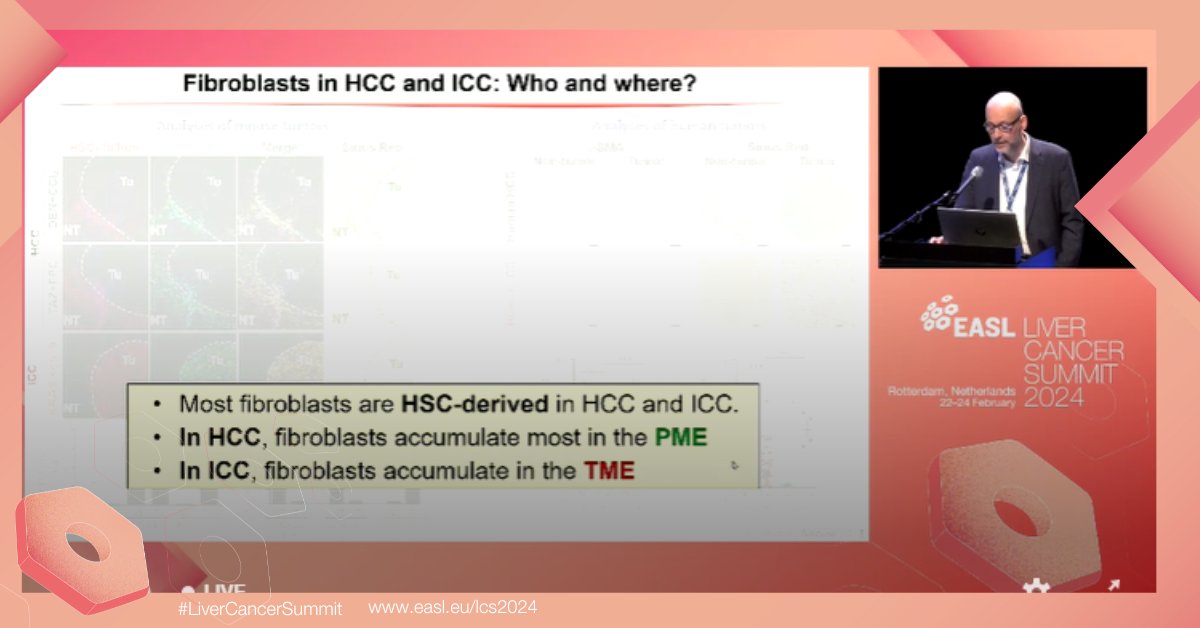 Robert Schwabe presents 'The fibrogenic stroma in HCC and CCA' at #LiverCancerSummit 2024. - For HCC, thinking about fibroblasts is more of a prevention strategy, by turning disease-promoting fibroblasts to protective fibroblasts. - For ICC, thinking about targeting fibroblasts…