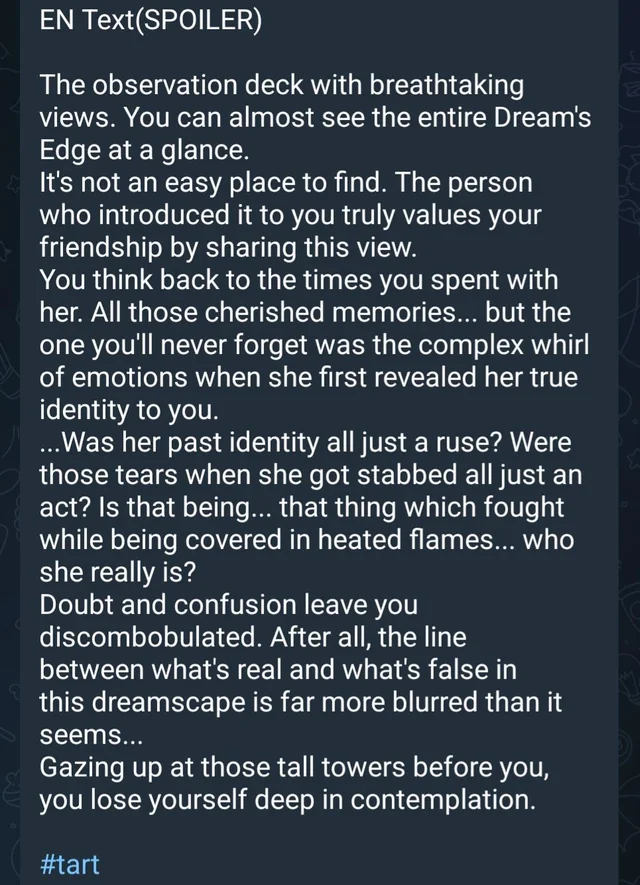 #HonkaiStarRail #Sam #Firefly 
2.1 leak
Yeah they specifically revealed Firefly is Sam in the new text on the place where you and her watched shooting star together
Source: Tart