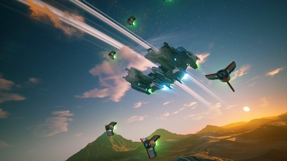 shirado_4937's tweet image. クレジットが貯まってようやく最高ランクの宇宙船が買えるようになったので、今度は軽量級から重量級に乗り換え。
ヴィンディケーターはそこらの残骸をサルベージしてドローンとして戦わせるので対多数の戦闘で本領発揮するっぽい！
#EVERSPACE2