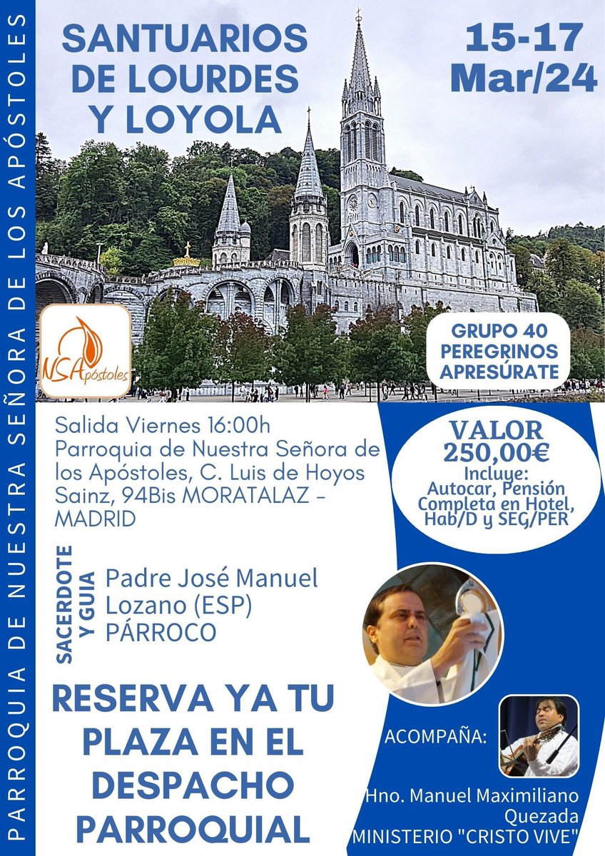Viaje <a href="/NSApostoles/">ParroquiaNSApóstoles</a> al Santuario de Lourdes y Loyola 💒🙏🏻