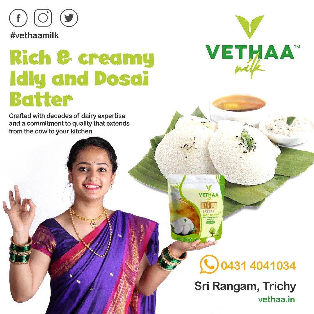 MilkVethaa's tweet photo. "Fluffy Idlies, Crispy Dosais – Taste Tradition in Every Bite!"

visit our website: https://t.co/7j5o4nE8no

#idlydosaibatter #morningbreakfast #bestmilkproductstamilnadu #bestmilkproductsintrichy #BestMilkProducts #milkshopnearme #milkshop #bestmilk #trichy #curd #organicmilk https://t.co/iXx8YQEsR7